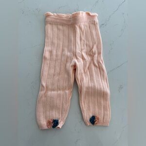 Pink Knit Kids Bottoms with Pom Poms